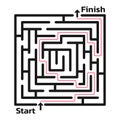 Maze. Square labyrinth or puzzle game. Find the right way or solution. Vector illustration